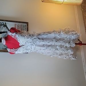 3D Floral White and Silver Dress